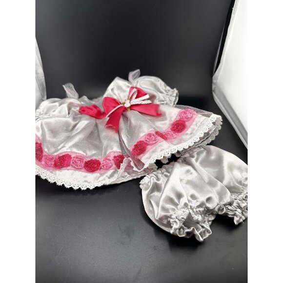 VTG Cabbage Patch Kids Silver Dress Pink Roses Bloomers 16” Doll Unbranded - Picture 1 of 11